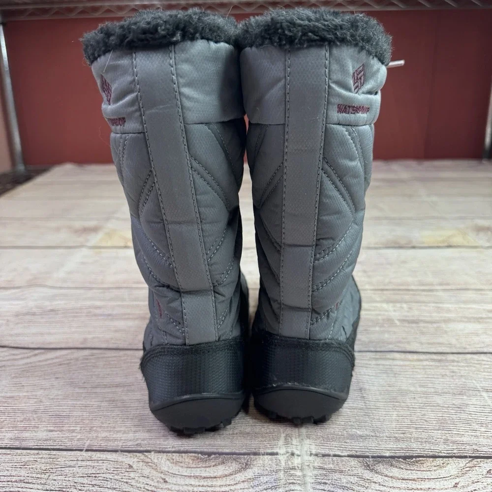 Columbia Youth Minx Mid III Snow Boots Gray Waterproof Insulated Girls Size US 1